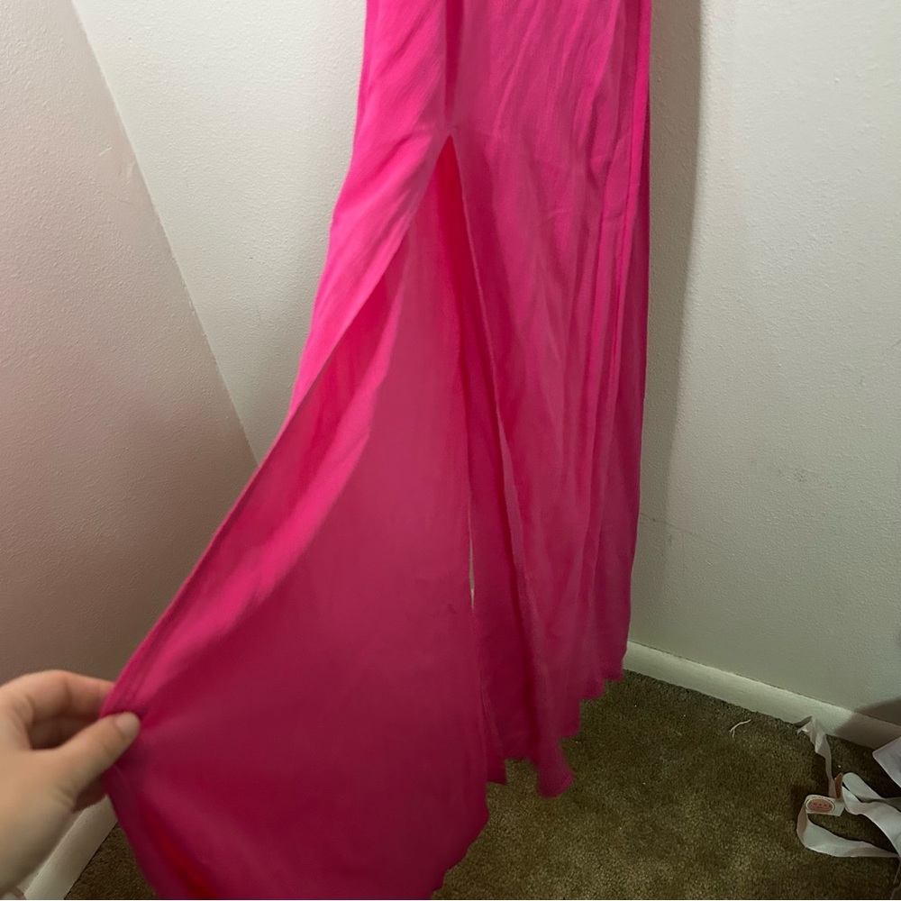 Super down Revolve hot pink halter dress with straps cutout back - Picture 14 of 14
